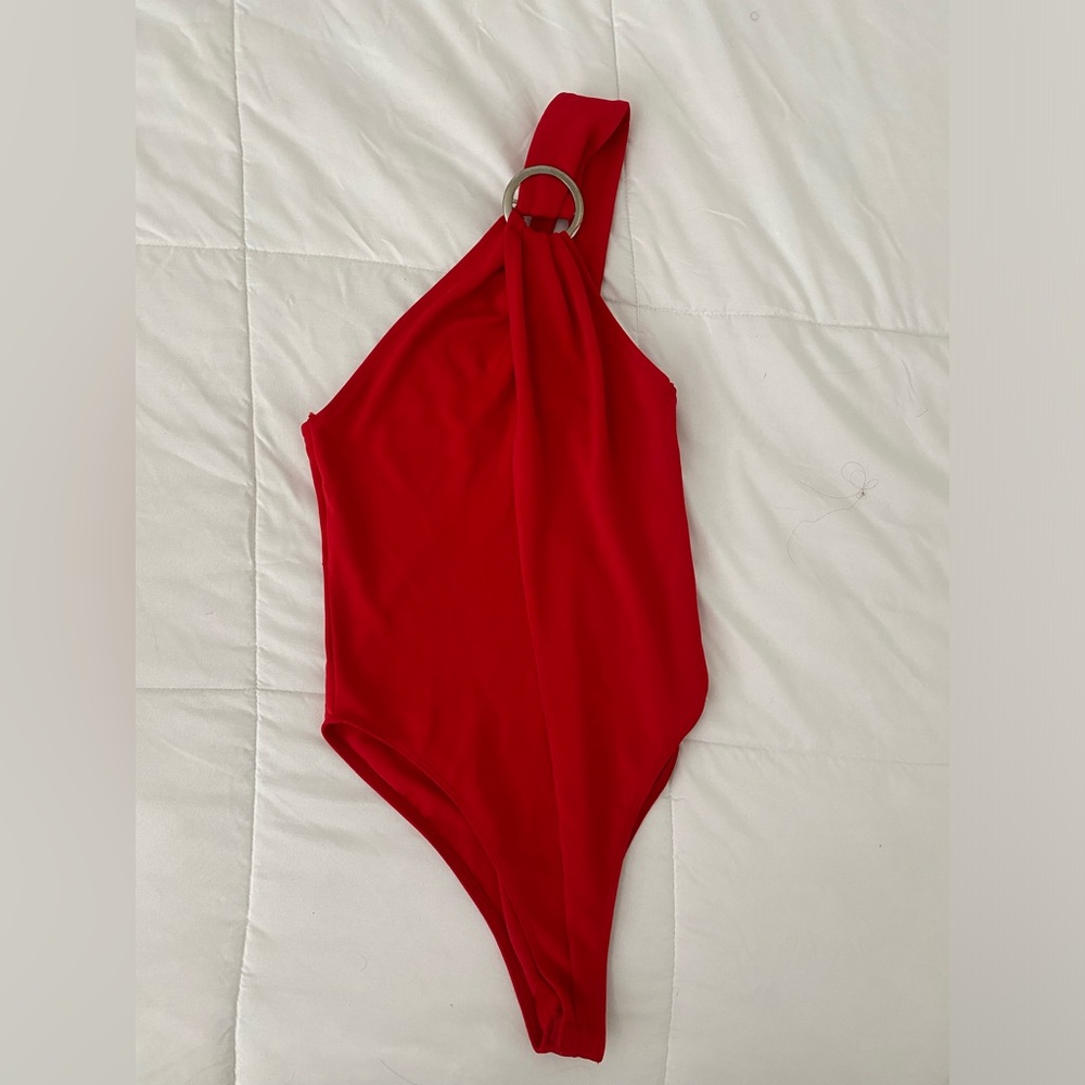 Zara Red One Shoulder Bodysuit Size Small